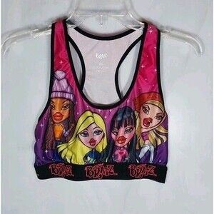 Bratz Y2K Colorful Graphic Sports Bra Womens XL Racerback Crop Athleisure